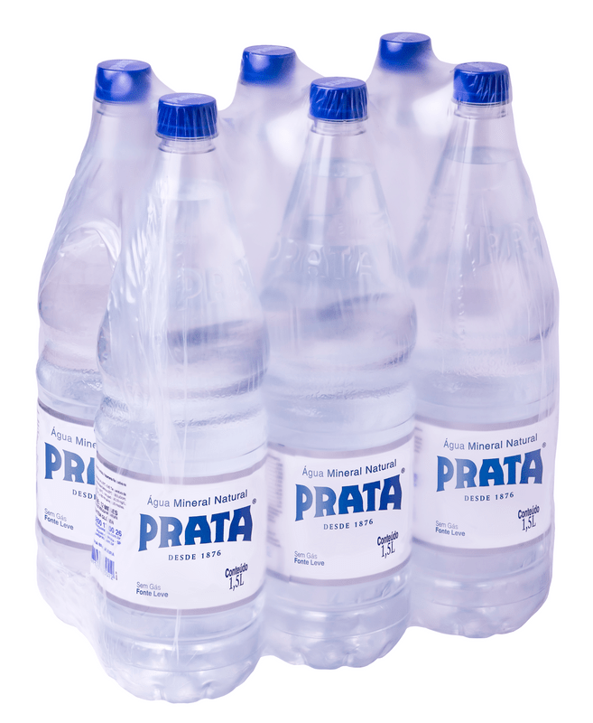 Água Mineral Natural sem Gás Prata Pack 6 Garrafas 1,5L cada