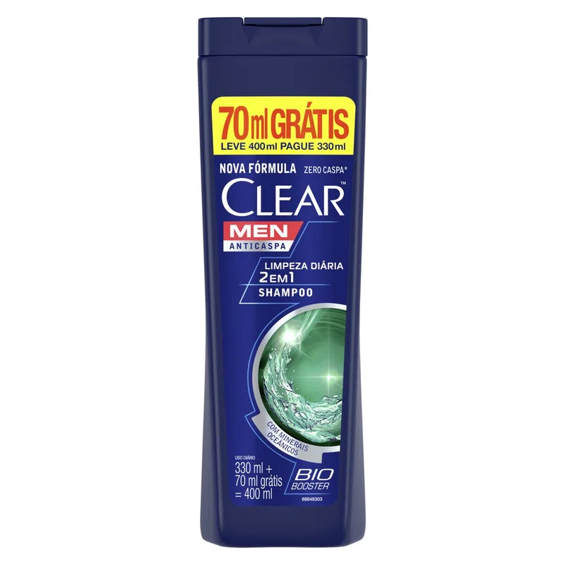 Shampoo Clear Anticaspa Diario 2x1 400 ml